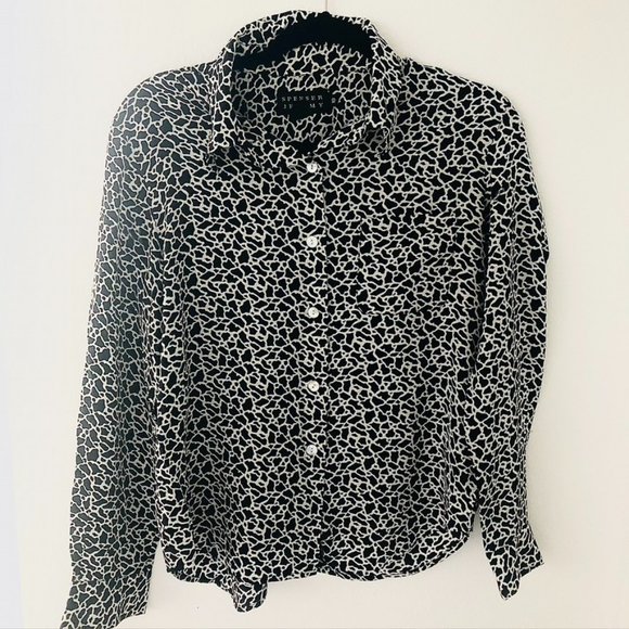 SPENSER JEREMY 100% SILK Long Sleeve BLOUSE Sz 10 - Picture 1 of 4